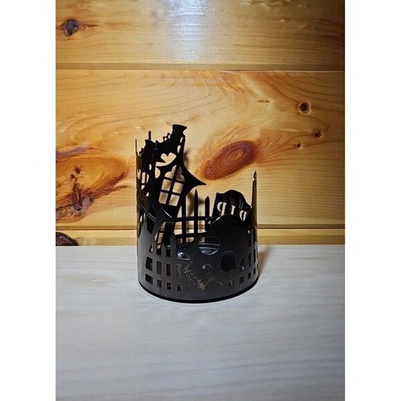 Haunted House 3-Wick Candle Holder Halloween Metal Slatkin/Bath & Body Works - Picture 4 of 13